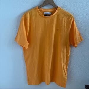 Calvin Klein Golden Mustard Smooth Cotton Tee T-Shirt Embroidered Logo Medium
